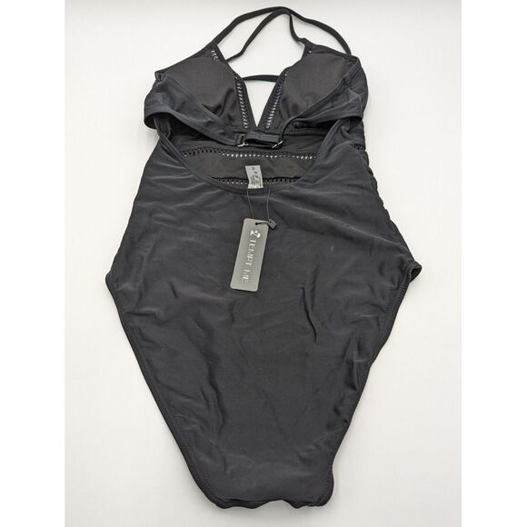 Plunge V Neck Hollow Out Swimsuit Tempt Me Women's Size Small Black One Piece - Picture 4 of 5